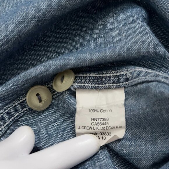 J.Crew Shirt Mens Size L Long Sleeve Chambray Polka Dot Pockets Workwear Blue - Picture 5 of 5